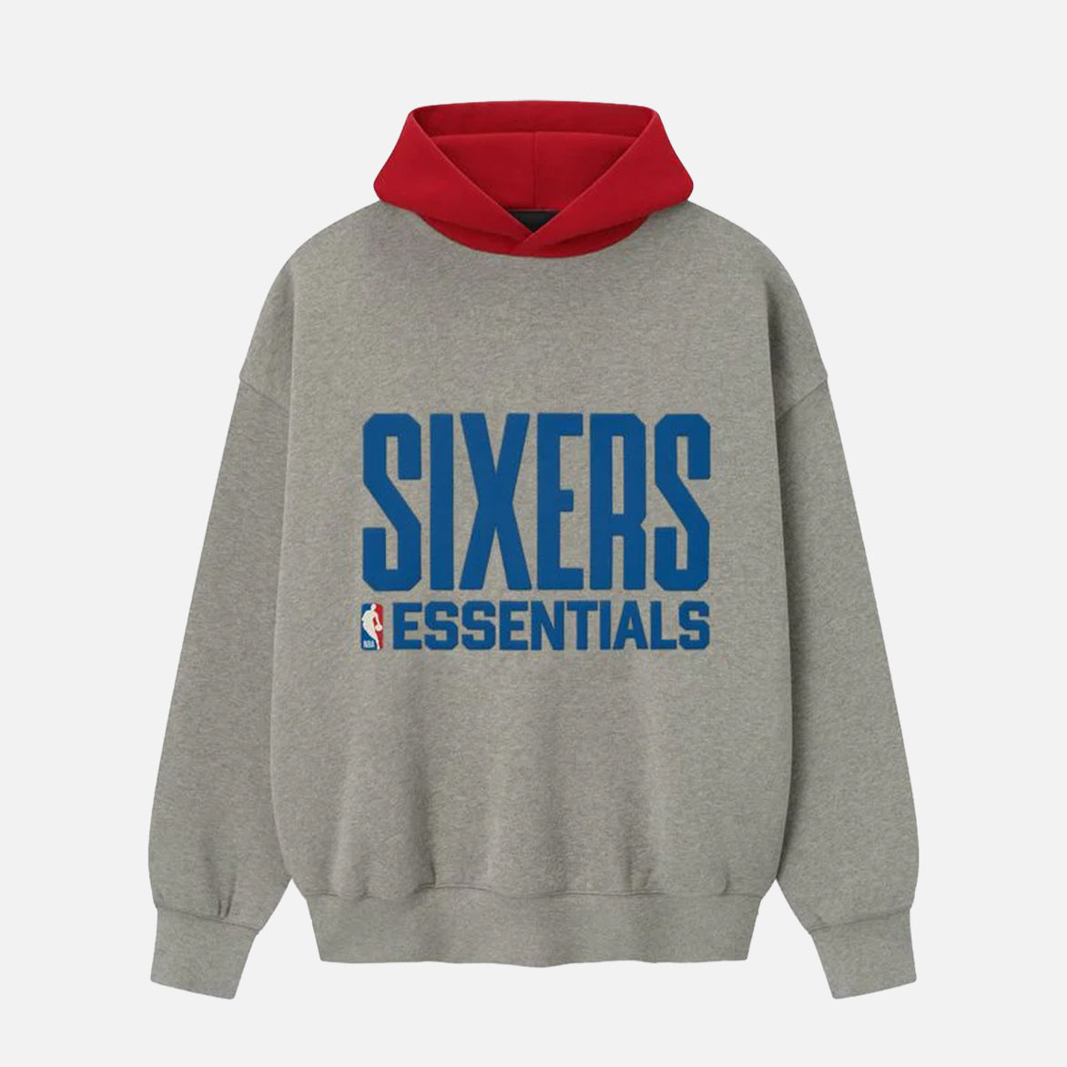 SIXERS SPORT HOODIE - CONCRETE HEATHER / RED