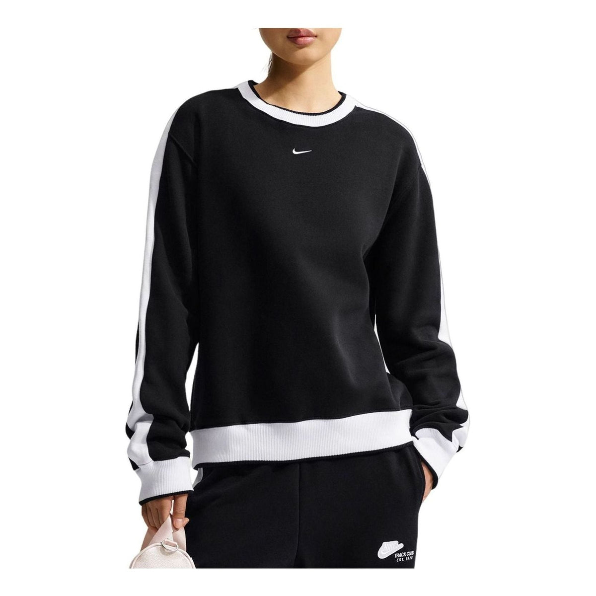 (WMNS) Nike Studio Fleece Medium Weight Crew 'Total Black Sail' IV4944-001 - Nike Professional Edition