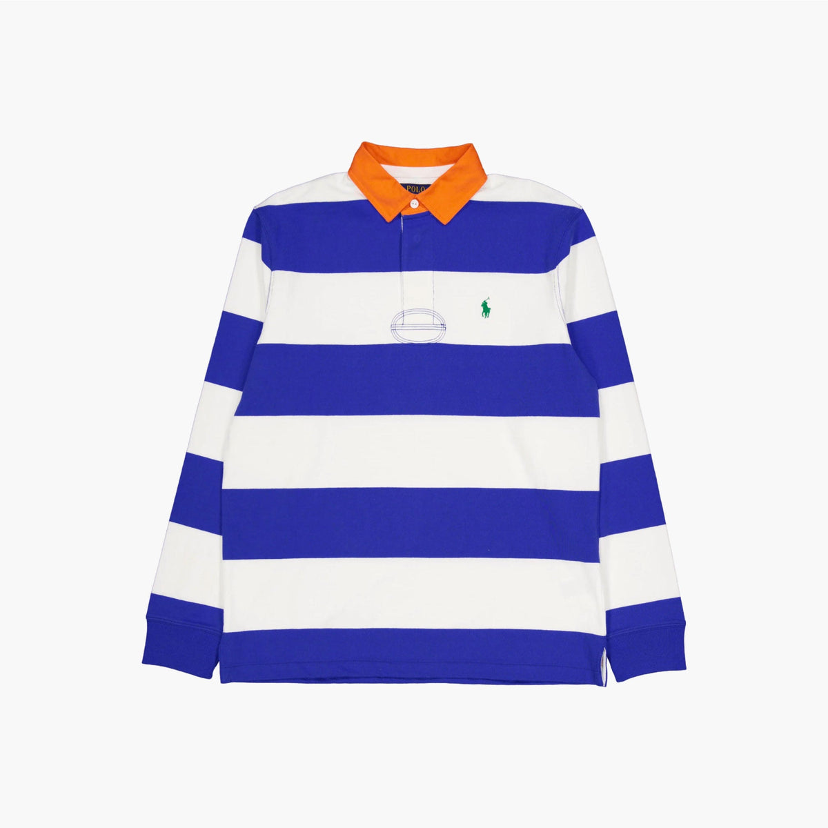 Classic Fit Striped Jersey Rugby Shirt New Iris Blue / White