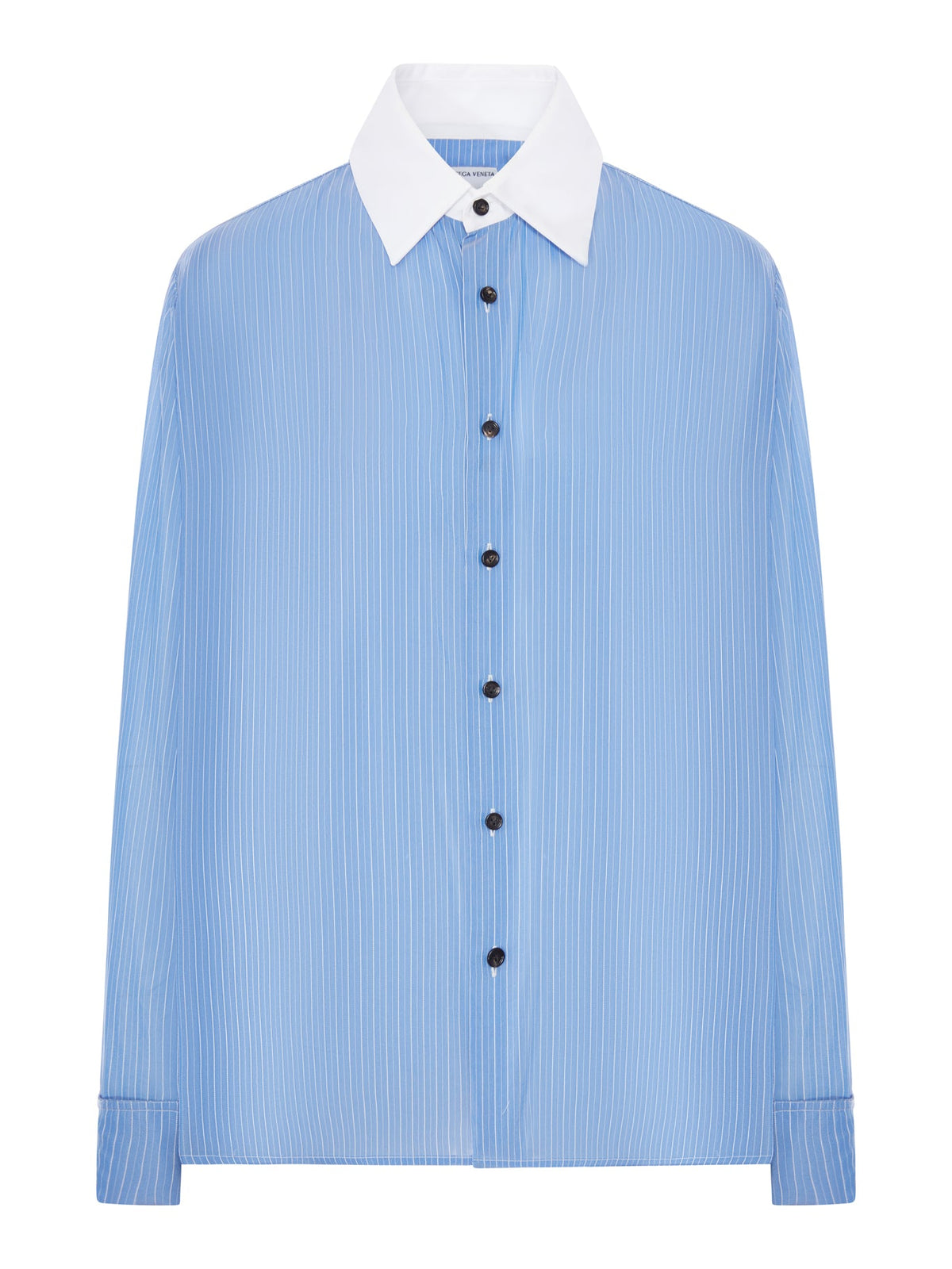 CAMICIA A RIGHE CON COLLETTO A CONTRASTO