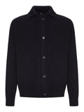 CARDIGAN IN MAGLIA A COSTE CON COLLETTO E BOTTONI