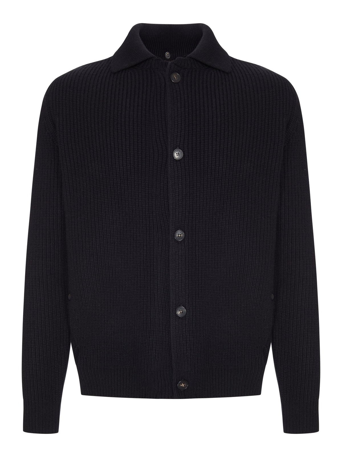 CARDIGAN IN MAGLIA A COSTE CON COLLETTO E BOTTONI