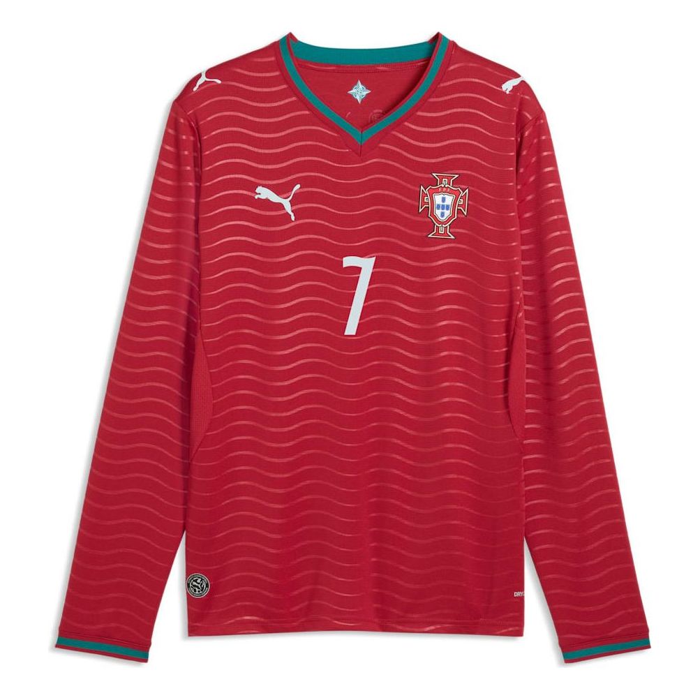 PUMA Cristiano Ronaldo Portugal 2026 Long Sleeve Home Jersey Player 'Club Red Green Lagoon' 788142-77