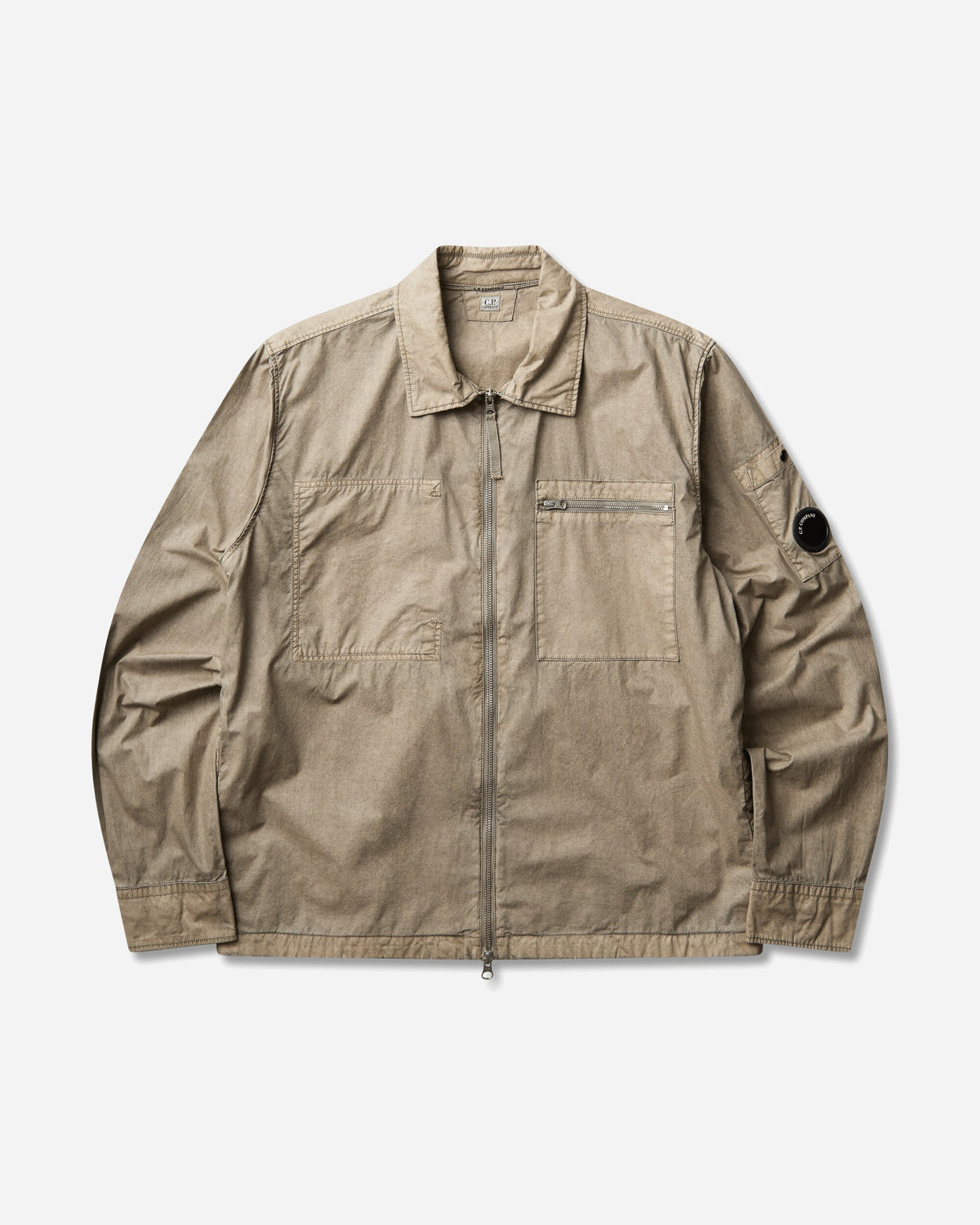 Men's Cotton Plain Face Resined Zipped Lens Overshirt Fallen Rock