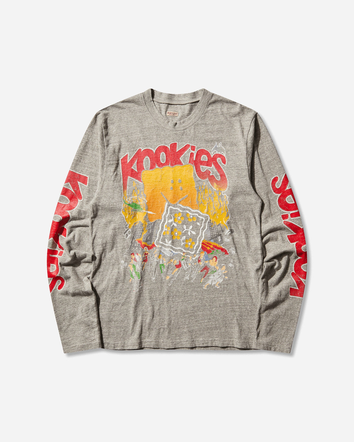 Men's Top Jersey Crew Longsleeve T-Shirt (Buster Peckish Bowy) Grey