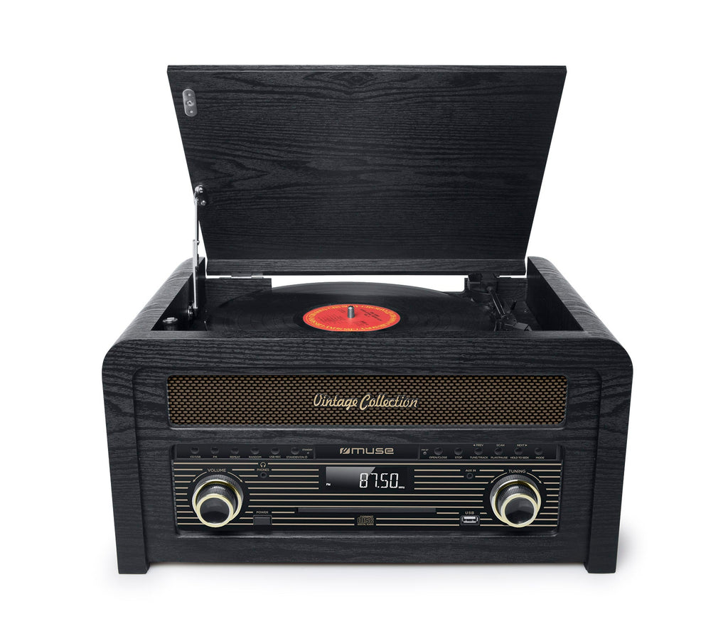 Muse Micro System CD w/ Turntable 20W - Black wood [Tech & Turntables]