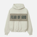 CROPPED RELAXED PANELLED HOODIE - VANILLA HEATHER / SEAL