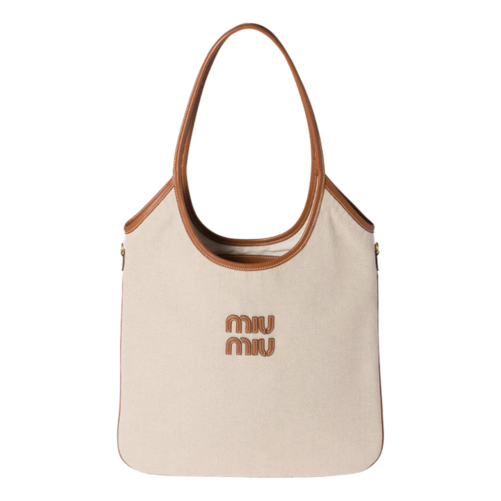 MIU MIU Canvas and Leather Ivy Bag 'Beige Brandy' 5BG231-ACRN-F062F - MIU MIU Professional Edition