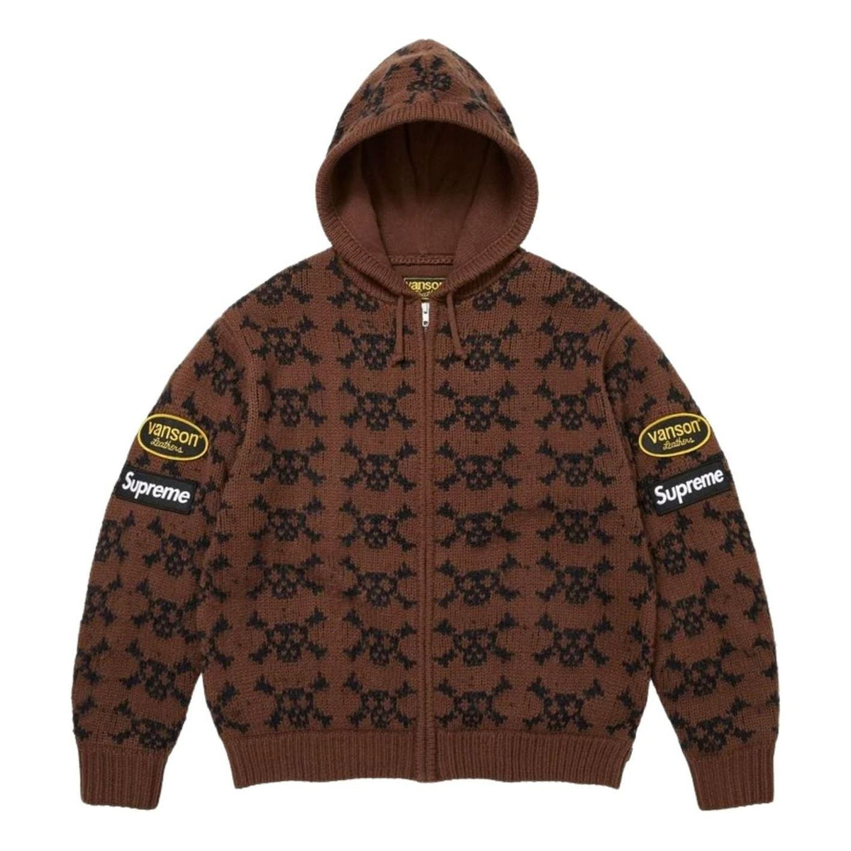 Supreme FW26 x Vanson Leathers Skull Zip Up Hooded Sweater 'Brown' SUP-FW26-075-BRN - Supreme Professional Edition