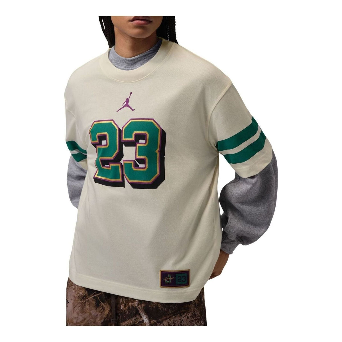 (WMNS) Air Jordan Essentials Girlfriend Fit T-Shirt 'Sail Green Noise' IZ4040-133 - Jordan Professional Edition