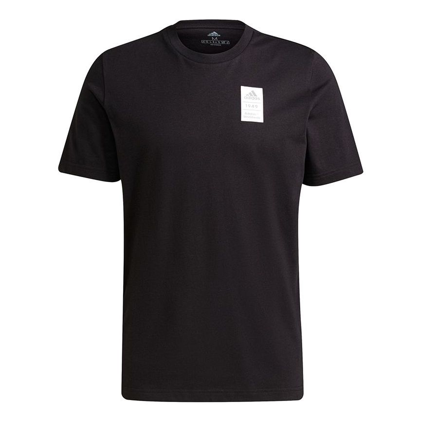 adidas 3bar Logo Tee 2 Casual Sports Alphabet Printing Short Sleeve Black GU3642