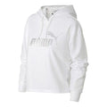 (WMNS) PUMA Essentials+ Cropped Metallic Logo Fleece Hoodie 'White Silver' 586922-52