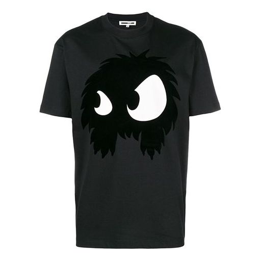 Alexander McQueen Small Monster Eye Printing Cotton Short Sleeve T-shirt 'Black' 291571-RKH52-1068
