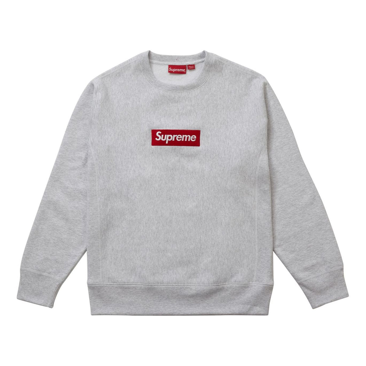 Supreme FW18 Box Logo Crewneck Ash Grey Classic Round Neck Pullover Unisex Gray SUP-FW18-1071