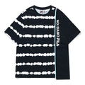 Men's FILA FUSION Tie Dye Printing Irregular Splicing Loose Knit Short Sleeve Black White T-Shirt T11M131105F-BK