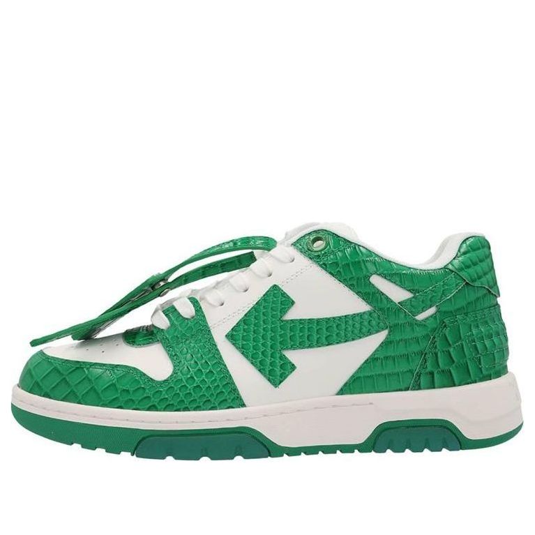 Off-White Out Of Office Crocodile Print Low-Top Sneakers 'Green White' OMIA189F22LEA0040155