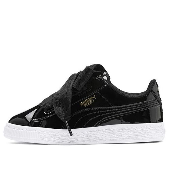 PUMA Basket Heart Patent Little 'Black White' 363352-01