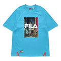 FILA FUSION Printing Logo Sports Loose Short Sleeve Couple Style Blue T11U136102F-BU