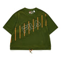 FILA FUSION Splicing Stripe Printing Loose Sports Short Sleeve Green T11W139120F-DG