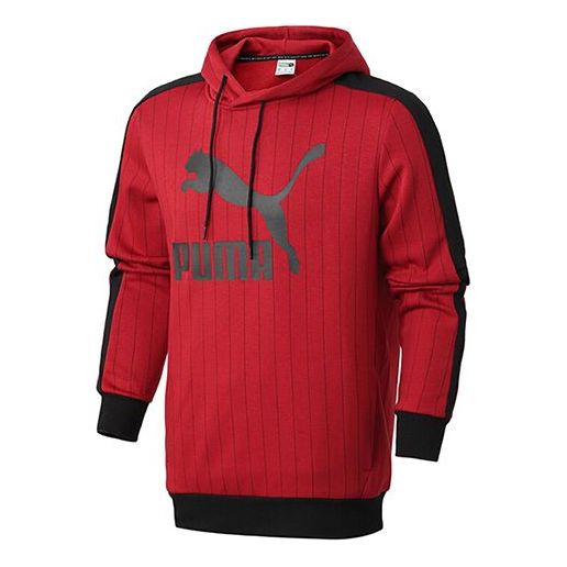 PUMA Pinstripe Aop Pullover Hoodie 'Red' 530179-50