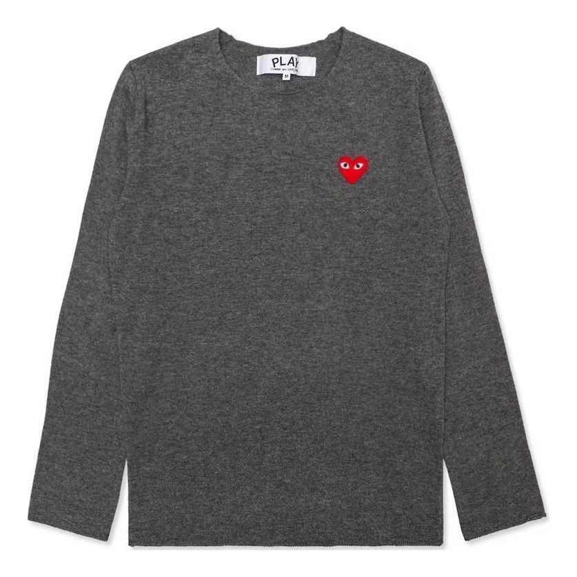 COMME des GARCONS PLAY L/S Basic T-Shirt Red Emblem 'Grey' AZ-N068-051-3