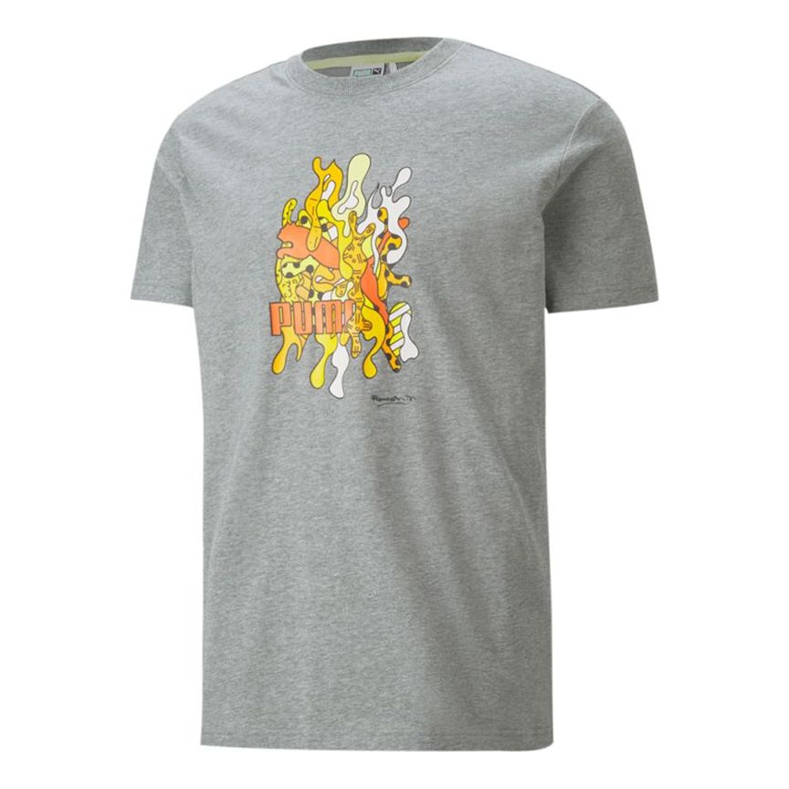 PUMA x BRITTO Crossover Funny Printing Sports Round Neck Short Sleeve Couple Style Gray 532234-04