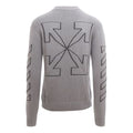 Men's Off-White Logo Embroidered Wool Sweater Gray OMHE087C99KNI0010610