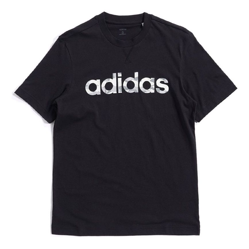 adidas E Camo Lin Tee Training Sports Round Neck Short Sleeve Black EI9755