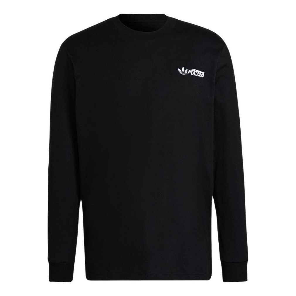 adidas originals Casual Solid Color Back Large Alphabet Long Sleeves Black HT1660
