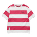 FILA FUSION Contrasting Colors Stripe Round Neck Loose Short Sleeve Pink White Colorblock T11W122113F-WT