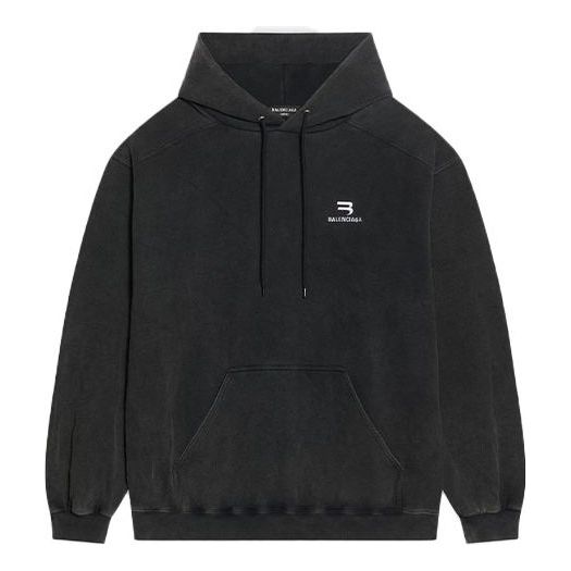 Balenciaga Sporty B Hoodie Medium Fit 'Black' 600583TLVA11070