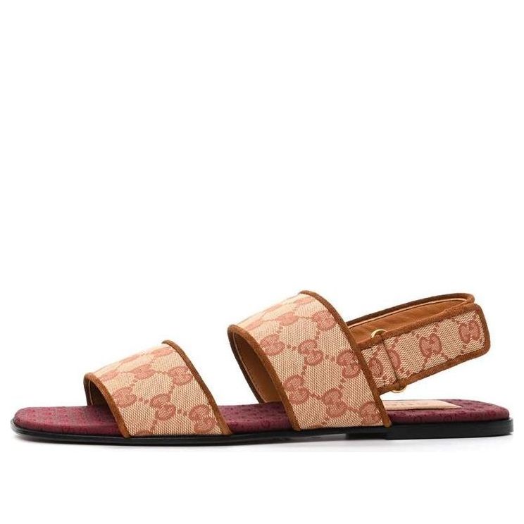 Gucci GG Monogram Slingback Flat Sandals 'Tan Red' 574492-G1710-8371