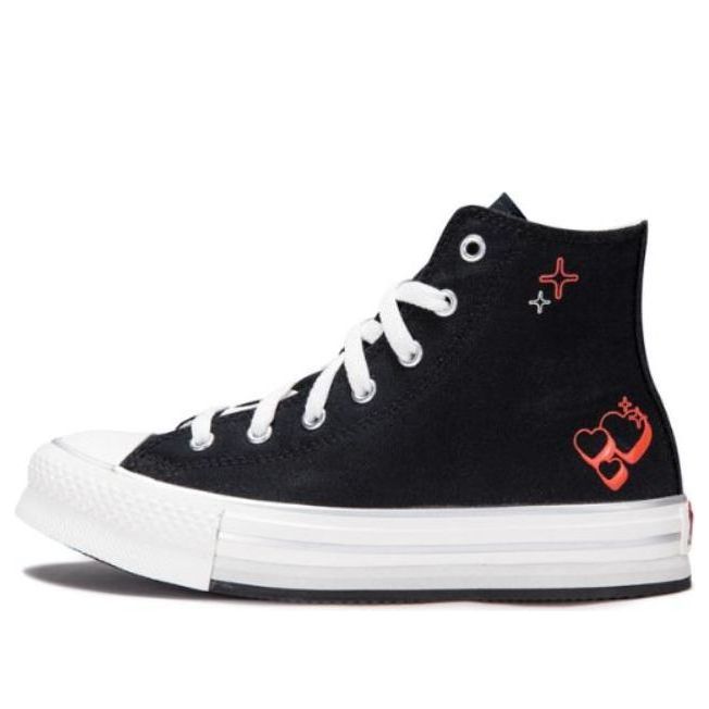 (GS) Converse Chuck Taylor All Star EVA Lift Platform Y2K Heart High Top 'Black' A09121C