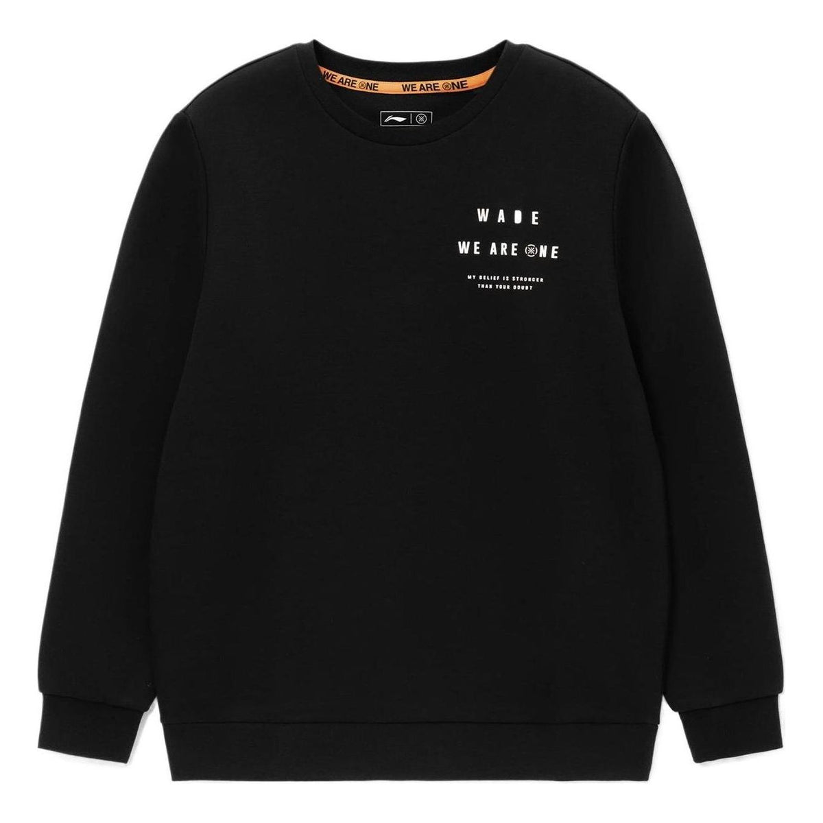 Li-Ning Wade Series Printing Solid Color Round Neck Pullover 'Black' AWDS189-1
