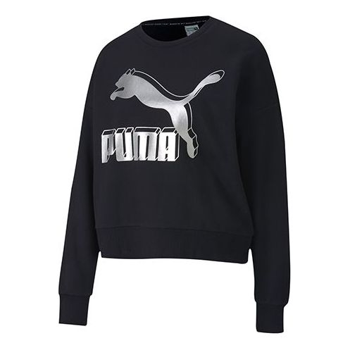 (WMNS) PUMA Casual Printing Round Neck Black 597405-71