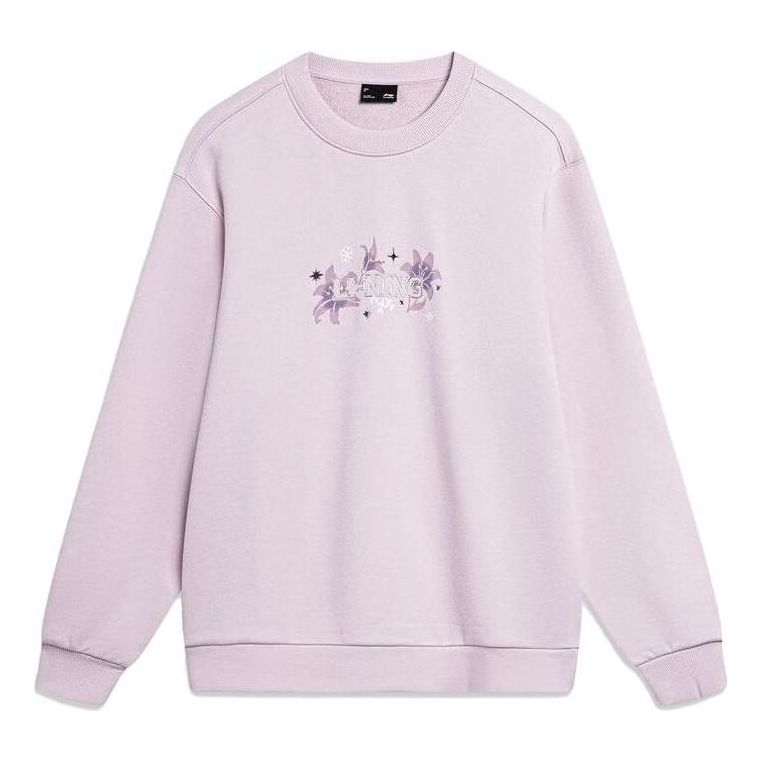 (WMNS) Li-Ning Floral Logo Sweatshirt 'Mauve' AWDT818-4