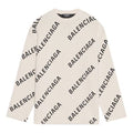 Balenciaga All Over Logo Crewneck Wool Knit Sweater 'White' 657401T32009054