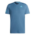 Men's adidas Casual Breathable Solid Color Tennis Sports Short Sleeve Blue T-Shirt HB8033