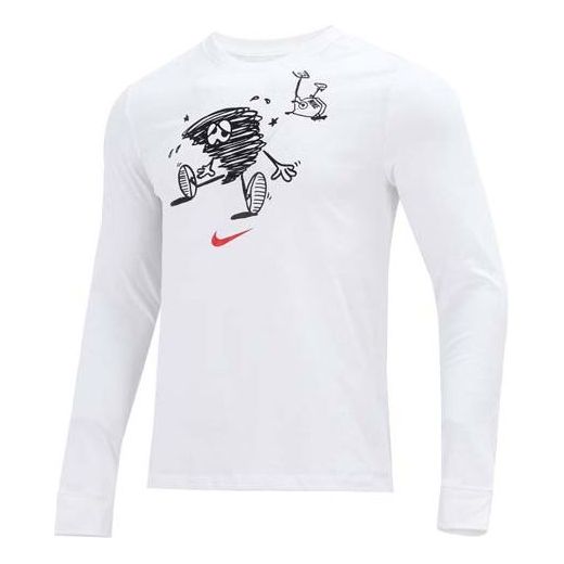 Men's Nike Training Athleisure Casual Sports Long Sleeves Round Neck White T-Shirt DM5693-100