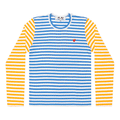 COMME des GARCONS PLAY L/S Bi-Colour Striped Small Emblem T-Shirt 'Blue Yellow' AZ-T318-051-1