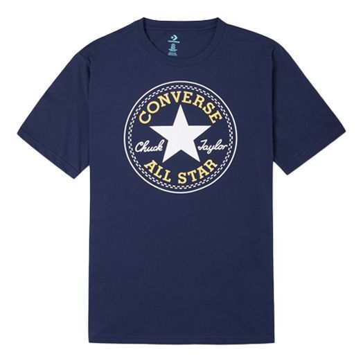 Converse Chuck Taylor All Star Classic Printing Sports Round Neck Short Sleeve 'Navy Blue' 10007887-A56