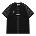 Men's FILA FUSION x WM White Crossover Pattern Printing Loose Short Sleeve Dark Black T-Shirt T11M127103F-BK