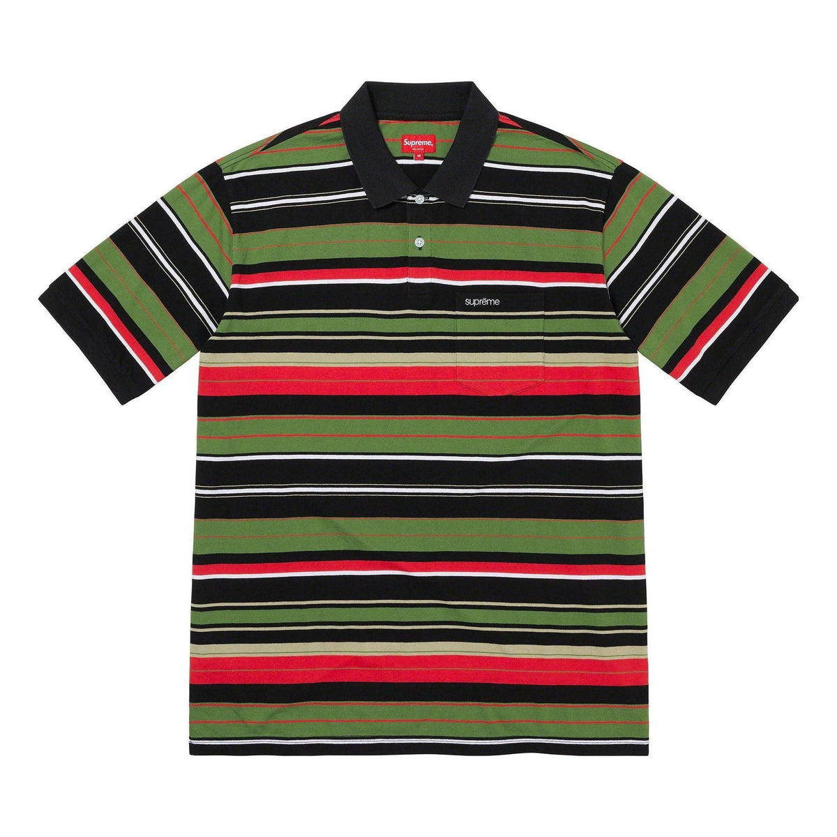 Supreme Multi Stripe Polo Shirt 'Black Green Red' SUP-SS23-041