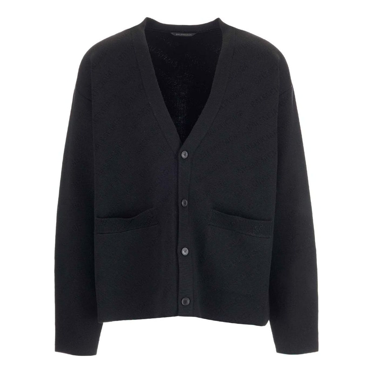 Balenciaga Tonal All Over Logo Cardigan 'Black' 720058T16611000