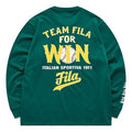 Men's FILA FUSION Back Alphabet Printing Loose Round Neck Long Sleeves Green T11M122201F-DG