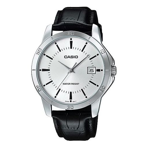 CASIO DRESS Men's Standard Stainless Steel Date Silver Dial Black/White Quartz Waterproof Mens SilverBlack Analog MTP-V004L-7A