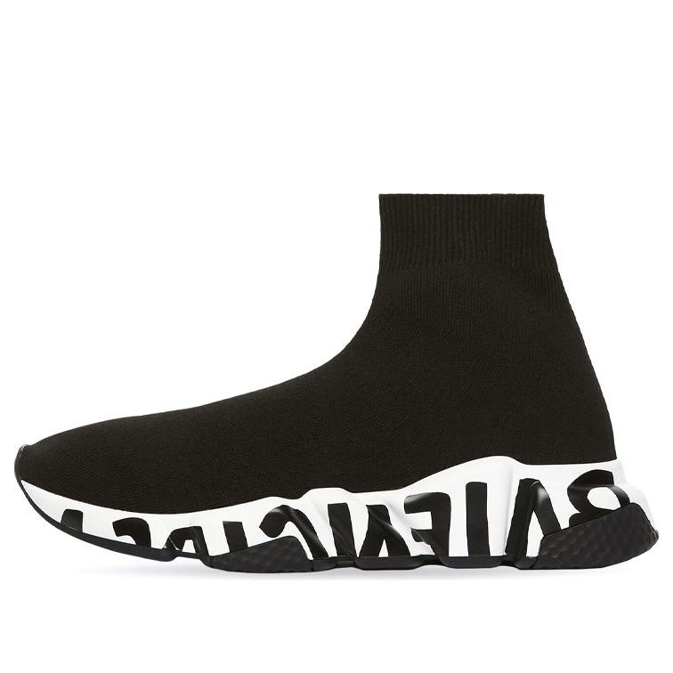 (WMNS) Balenciaga Speed Graffiti Sneakers 'Black Knit Black Graffiti Sole Unit' 605942W2DB71015