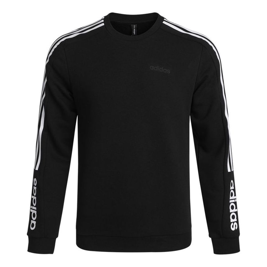 adidas neo M Basc Ss Printing Logo Sports Knit Round Neck Pullover Black H45108