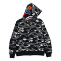 A Bathing Ape Screen Camo Shark Full Zip Hoodie 'Black' 1M30-115-304-BLK